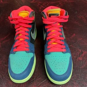 Jordan S Tokyo Biohack hi tops.  BAROQUE Brown/racer pink – black